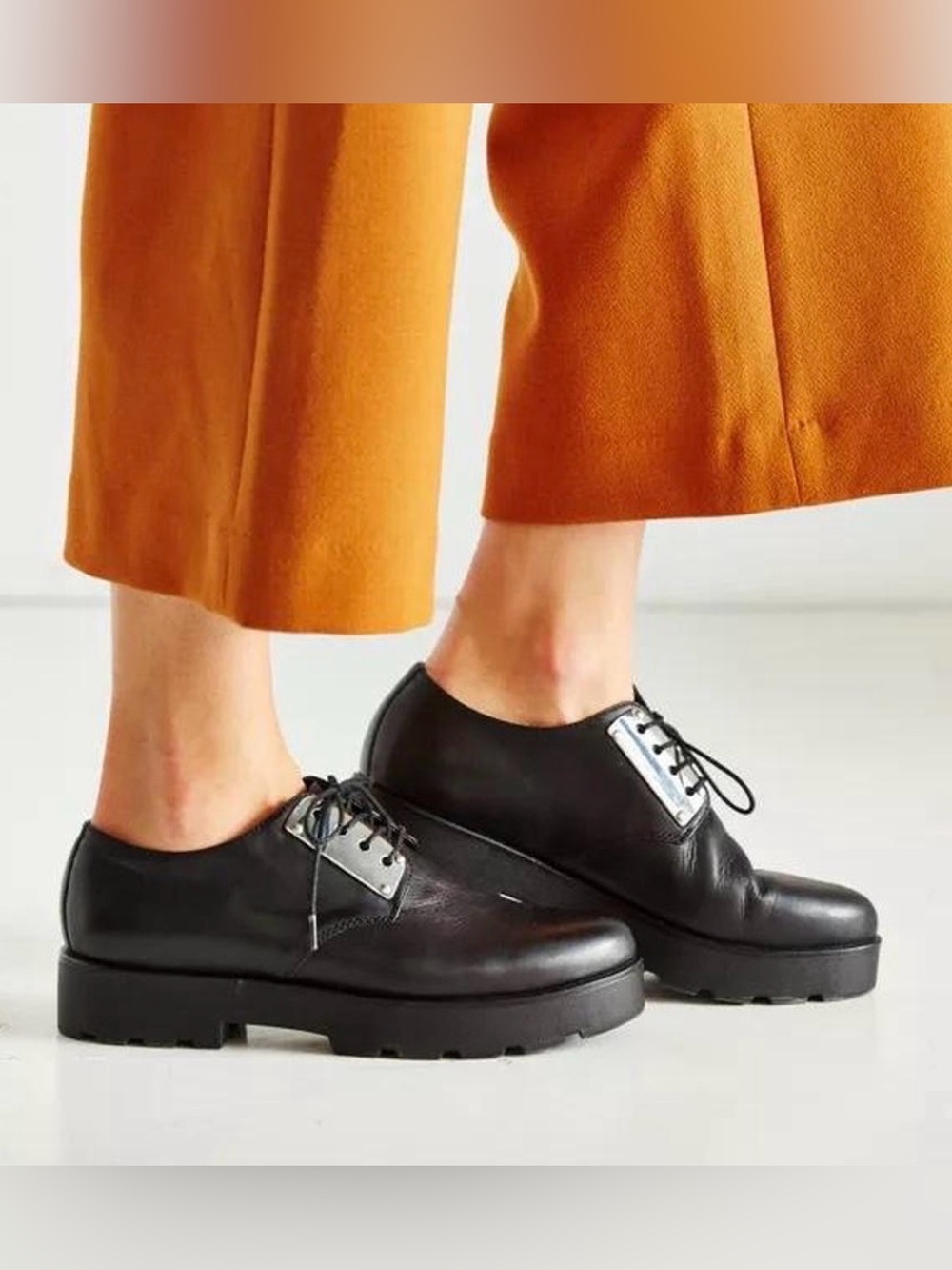 Vagabond Shoemakers Aurora Platform 39 Black & Silver Oxford Leather